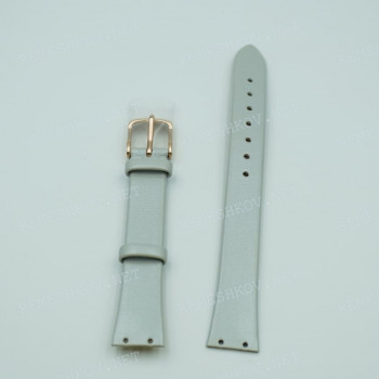 Ремешок для часов НИКА 15/12 мм, гладкая кожа с перламутром, серый, МО7, размер L, ЗР