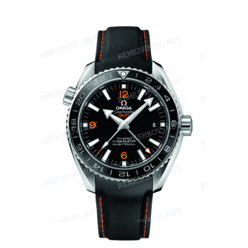 Ремешок для часов Omega, чёрный, резиновый, 21/18, интегрированный, оранжевая прострочка, длина 100/95, SE NEW PO 600M 43.5MM GMT (2323)