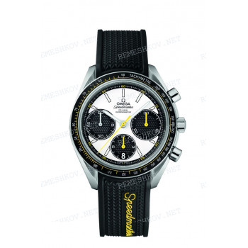 Ремешок для часов Omega, чёрный, резиновый, 19/18, интегрированный, жёлтая надпись, без замка, длина 90/85, SP RACING 40MM (3263)