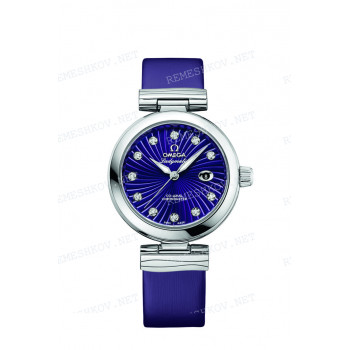 Ремешок для часов Omega, фиолетовый, сатин, 16/16, интегрированный, с вырезом, без замка, длина 91/91, DV LADYMATIC 34MM (4253)