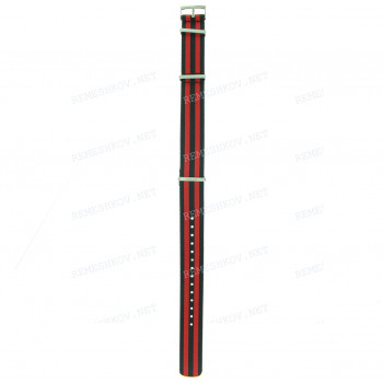 Ремешок для часов Omega, чёрный/красный, полиамид, 19.50мм, стальная пряжка 19.50мм, NATO