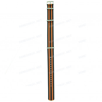 Ремешок для часов Omega, чёрный/оранжевый, полиамид, 19.5мм, стальная пряжка 20мм, NATO