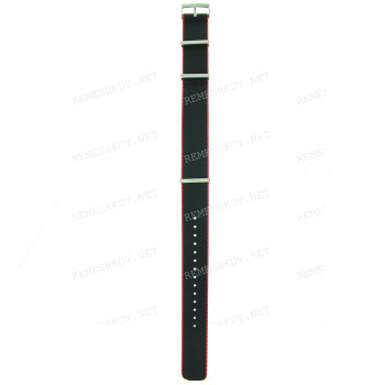 Ремешок для часов Omega, чёрный/красные края, полиамид, 22мм, стальная пряжка, NATO