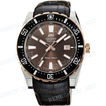 Ремешок для часов Orient AC09-D0, 24/20 мм, коричневый, кожа, заостренный тип, пряжка