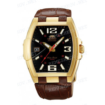 Ремешок для часов Orient ERAL-A0, 26/22 мм, коричневый, кожа, под корпус с выступами, пряжка