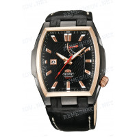 Ремешок для часов Orient FDAG-D0, FDAG-C0, 26/22 мм, черный, кожа, под корпус с выступами, пряжка
