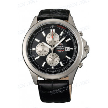 Ремешок для часов Orient TT0T-C0, UNE6-C0, 22/20 мм, черный, кожа, прямой, ЗБ