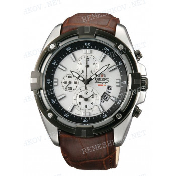 Ремешок для часов Orient TT0Y-F0, 24/20 мм, коричневый, кожа, дугой под корпус, пряжка