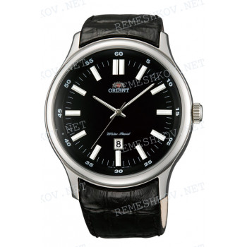 Ремешок для часов Orient UNC7-C0, 24/22 мм, черный, кожа, заостренный тип, пряжка