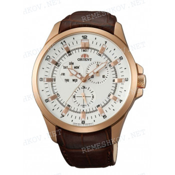 Ремешок для часов Orient SX01-D0, UT0D-D0, 24/20 мм, коричневый, дугой под корпус, пряжка