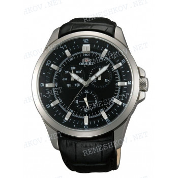 Ремешок для часов Orient SX01-C0, UT0D-C0, 24/20 мм, черный, кожа, заостренный тип, пряжка