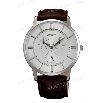 Ремешок для часов Orient SX02-C0, UT0G-C0, 22/20 мм, коричневый, кожа, пряжка