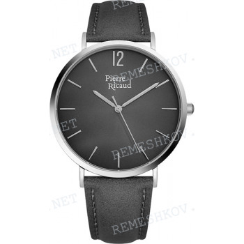 Ремешок для часов Pierre Ricaud P91078.5G57Q, 20/18 мм, серый, кожа, ЗБ