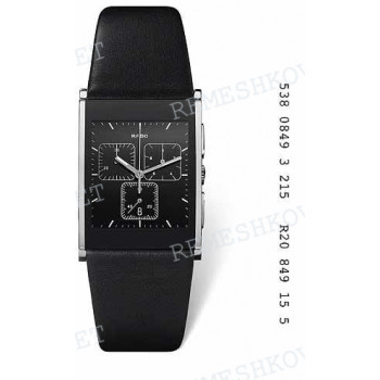 Ремешок для часов Rado R015380, 27/20 мм, черный, теленок, стальная клипса, Integral Chrono, XL