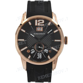 Ремешок для часов Romanson TL9213, 23/20 мм, черный, каучук, розовая застежка