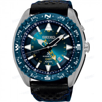 Ремешок для часов Seiko 5M85-0AE0, 24/20 мм, синий, черная подложка, текстиль/кожа, ЗБ
