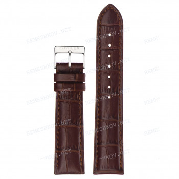 Ремешок для часов Stailer 24/20 мм, коричневый, кожа, крокодил имитация, L, ЗБ