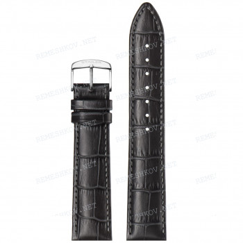 Ремешок для часов Stailer 21/18 мм, темно-серый, L, кожа, крокодил имитация, ЗБ