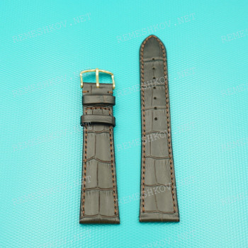 Ремешок для часов Bennett Murray 22/18 мм, коричневый, кожа, крокодил имитация, ЗЖ (АНАЛОГ)