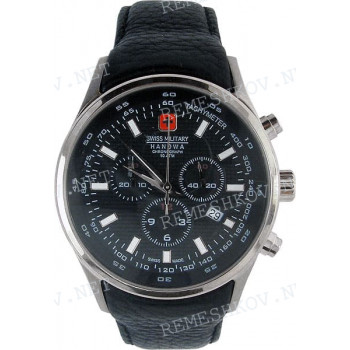 Ремешок для часов Swiss Military Hanowa STL 06-4156.04.007, 26/22 мм, черный, кожа, заостренный тип