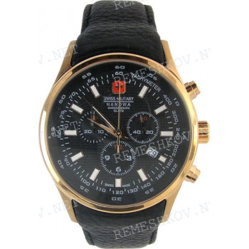 Ремешок для часов Swiss Military Hanowa 06-4156.09.007, 26/22 мм, черный, кожа, заостренный тип, ЗЖ