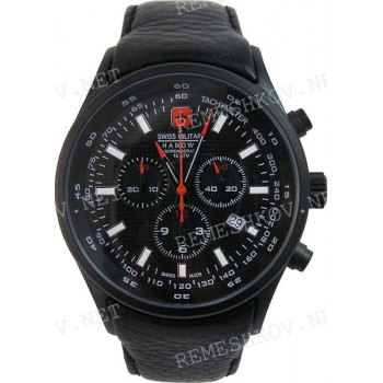 Ремешок для часов Swiss Military Hanowa 06-4156.13.007, 26/22 мм, черный, кожа, заостренный тип, ЗЧ