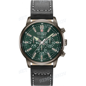 Ремешок для часов Swiss Military Hanowa 06-4285.30.006, 21/18 мм, черный, кожа