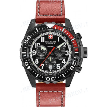 Ремешок для часов Swiss Military Hanowa 06-4304.13.007, 21/20 мм, красный, кожа, ЗЧ