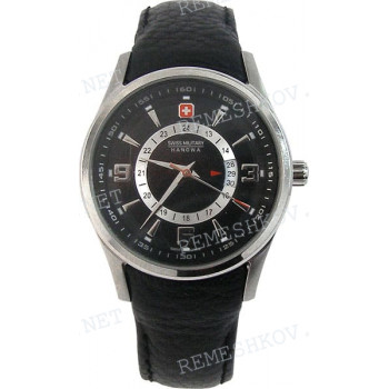 Ремешок для часов Swiss Military Hanowa STL 06-6155.04.007, черный, кожа, дугой под корпус, ЗБ