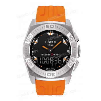 Ремешок для часов Tissot 23/20 мм, оранжевый, силикон, интегрированный, стальная клипса, RACING-TOUCH (T002.520)