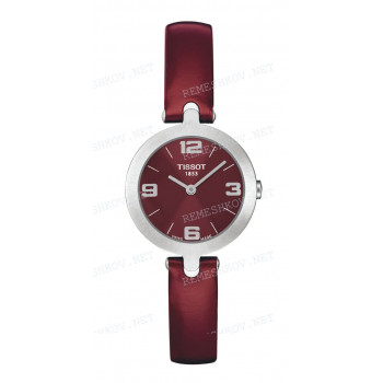 Ремешок для часов Tissot, бордовый, теленок, с вырезом, стальная пряжка, FLAMINGO LR (T003.209)