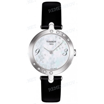 Ремешок для часов Tissot 12/12 мм, черный, теленок, с вырезом, лаковый, стальная пряжка, FLAMINGO (T003.209)