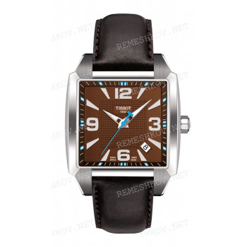 Ремешок для часов Tissot 20/18 мм, темно-коричневый, теленок, стальная клипса, QUADRATO (T005.510)