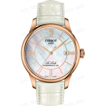 Ремешок для часов Tissot 19/18 мм, белый "перламутр", имитация крокодила, без замка, LE LOCLE (T006.407, T415.453, T416.453)