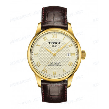 Ремешок для часов Tissot 19/18 мм, коричневый, XL, имитация крокодила, без замка, T-LORD (T006.407, T014.430, T171.516, T415.413, T541.413)