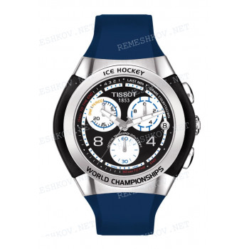 Ремешок для часов Tissot 24/24 мм, синий, резиновый, интегрированный, без замка, T-TRACX (T010.417)