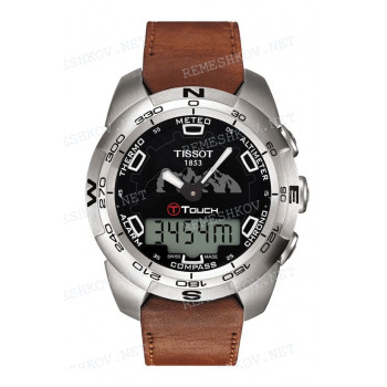 Ремешок для часов Tissot, коричневый, теленок, интегрированный, стальная клипса, T-TOUCH EXPERT (T013.420)