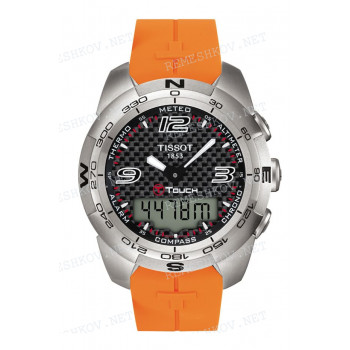 Ремешок для часов Tissot, оранжевый, резиновый, стальная клипса, T-TOUCH EXPERT (T047.420, T013.420)
