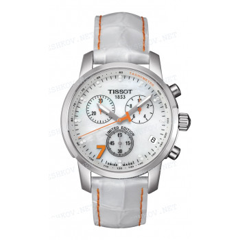 Ремешок для часов Tissot 19/18 мм, белый, имитация крокодила, оранжевая прострочка, без замка, PRC 200 (T014.417)