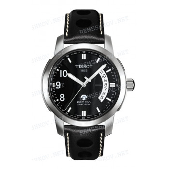 Ремешок для часов Tissot 19/18 мм, черный, XL, теленок, с отверстиями, белая прострочка, без замка, PRC200FIBA (T014.421)