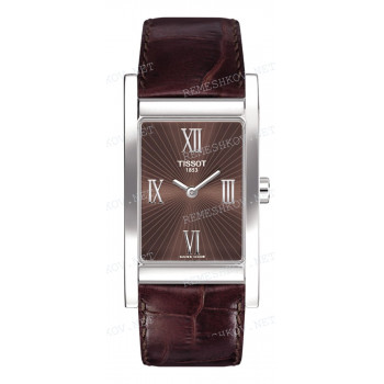 Ремешок для часов Tissot 18/16 мм, коричневый, имитация крокодила, стальная клипса, HAPPY CHIC (T016.309)