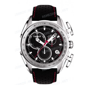 Ремешок для часов Tissot 22/20 мм, черный, XL, теленок, красная прострочка, без замка, T-RACING (T018.617)