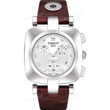 Ремешок для часов Tissot, коричневый, имитация крокодила, с вырезом, стальная клипса, ODACI-T LS (T020.317)