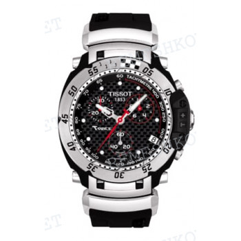 Ремешок для часов Tissot, черный, резиновый, стальная клипса, T-RACE (T027.417)