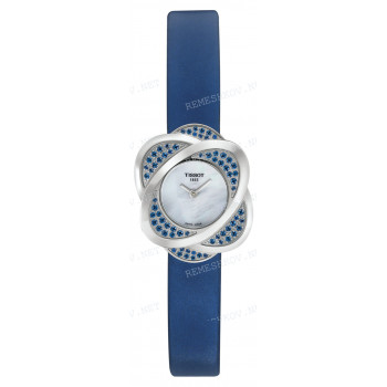Ремешок для часов Tissot 12/12 мм, темно-синий, сатин, без замка, FLOWER POWER (T031.235)