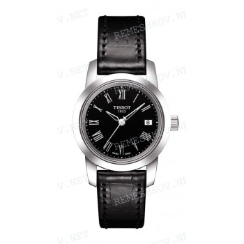 Ремешок для часов Tissot 14/14 мм, черный, имитация крокодила, стальная пряжка, CLASSIC DREAM (T033.210)