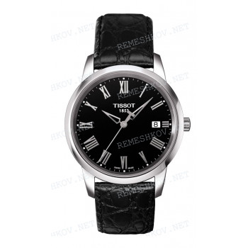 Ремешок для часов Tissot 19/18 мм, черный, имитация крокодила, стальная пряжка, CLASSIC DREAM (T033.410)