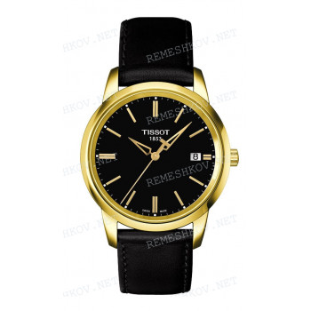 Ремешок для часов Tissot 19/18 мм, черный, XL, теленок, желтая пряжка, CLASSIC DREAM (T033.410)