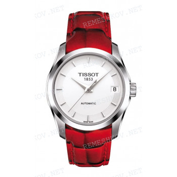 Ремешок для часов Tissot, красный, имитация крокодила, интегрированный, без замка, COUTURIER (T035.207)