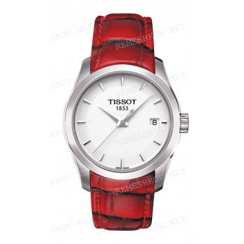 Ремешок для часов Tissot 18/16 мм, красный, имитация крокодила, интегрированный, без замка, COUTURIER (T035.210)